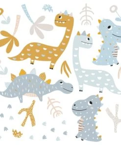 Decochic Stickers Mureaux En Vinyle Dinosaures Bleu Et Orange