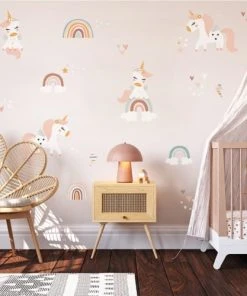 Decochic Stickers Mureaux En Vinyle Licornes Rose -Boutique KidKraft stickers mureaux en vinyle licornes rose 1