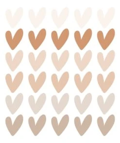 Decochic Stickers Mureaux En Vinyle Petits Coeurs Marron Et Beige