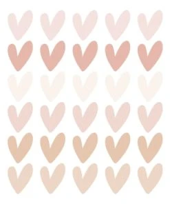 Decochic Stickers Mureaux En Vinyle Petits Coeurs Rose Et Beige