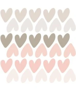 Decochic Stickers Mureaux En Vinyle Petits Coeurs Rose Et Gris Tourterelle