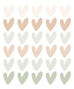 Decochic Stickers Mureaux En Vinyle Petits Coeurs Vert Et Beige