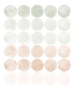 Decochic Stickers Mureaux En Vinyle Rondes Aquarelle Vert Et Beige