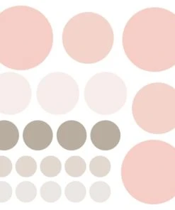 Decochic Stickers Mureaux En Vinyle Rondes Mix Rose Et Gris Tourterelle