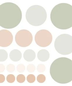 Decochic Stickers Mureaux En Vinyle Rondes Mix Vert Et Beige