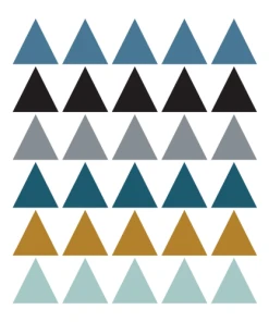 Decochic Stickers Mureaux En Vinyle Triangles Bleu Et Moutarde