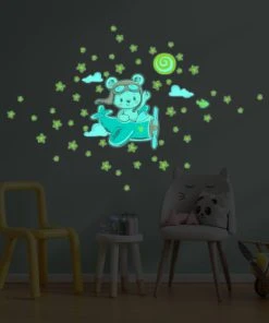 Ambiance Sticker Stickers Phosphorescents Lumineux Ourson Et 50 étoiles 50x55cm -Boutique KidKraft stickers phosphorescents lumineux ourson et 50 etoiles 50x55cm 2