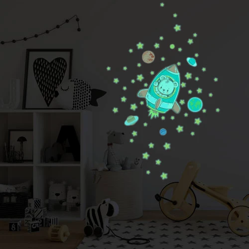 Ambiance Sticker Stickers Phosphorescents Lumineux Ourson Et 50 étoiles 60x60cm 7 Ambiance Sticker Stickers Phosphorescents Lumineux Ourson Et 50 étoiles 60x60cm – Image 5