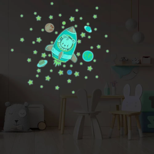 Ambiance Sticker Stickers Phosphorescents Lumineux Ourson Et 50 étoiles 60x60cm 8 Ambiance Sticker Stickers Phosphorescents Lumineux Ourson Et 50 étoiles 60x60cm – Image 6