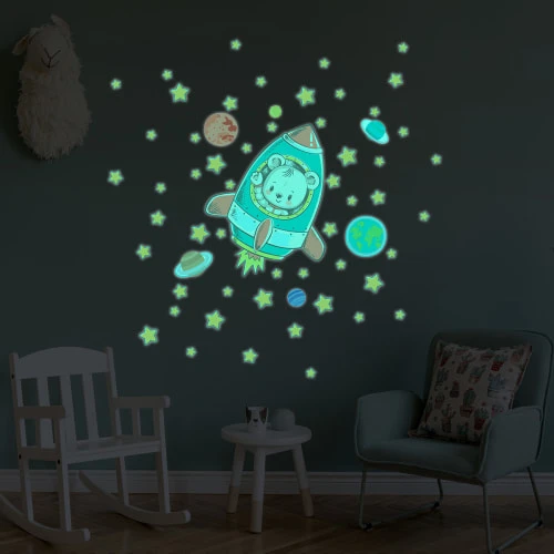 Ambiance Sticker Stickers Phosphorescents Lumineux Ourson Et 50 étoiles 60x60cm 3 Ambiance Sticker Stickers Phosphorescents Lumineux Ourson Et 50 étoiles 60x60cm