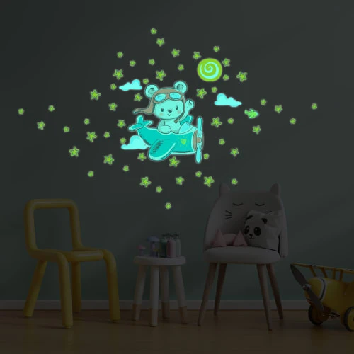 Ambiance Sticker Stickers Phosphorescents Lumineux Ourson Et 50 étoiles 90x100cm 6 Ambiance Sticker Stickers Phosphorescents Lumineux Ourson Et 50 étoiles 90x100cm – Image 4
