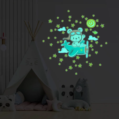 Ambiance Sticker Stickers Phosphorescents Lumineux Ourson Et 50 étoiles 90x100cm 8 Ambiance Sticker Stickers Phosphorescents Lumineux Ourson Et 50 étoiles 90x100cm – Image 6