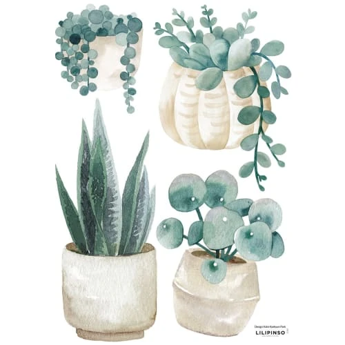 Lilipinso Stickers Plantes En Vinyle Mat Vert 3 Lilipinso Stickers Plantes En Vinyle Mat Vert