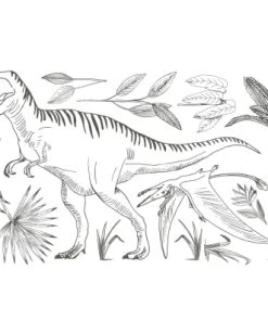 Lilipinso Stickers T-rex Et Palmier En Vinyle Mat Gris Anthracite 64x130 Cm