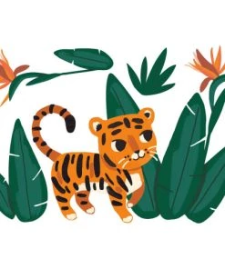 Lilipinso Stickers Tigre, Thème Jungle En Vinyle Mat Vert
