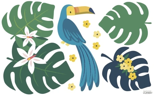 Lilipinso Stickers Toucan Et Monsteras En Vinyle Mat Vert 64x40 Cm 3 Lilipinso Stickers Toucan Et Monsteras En Vinyle Mat Vert 64x40 Cm