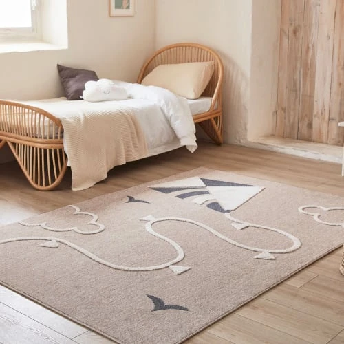 Nazar Tapis Beige Et Crème Motif Cerf-volant Doux - 120x170 4 Nazar Tapis Beige Et Crème Motif Cerf-volant Doux - 120x170 – Image 2