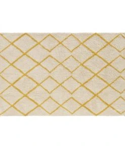 Maisons Du Monde Tapis Berbère En Coton écru Motifs Graphiques Jaune Moutarde 120x180