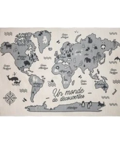 Home Maison Tapis Carte Du Monde Polyester Multicolore 150x100cm