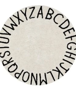 Lorena Canals Tapis Coton Motif Alphabet Beige D150cm
