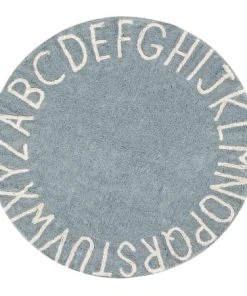 Lorena Canals Tapis Coton Motif Alphabet Bleu D150cm