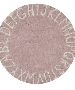 Lorena Canals Tapis Coton Motif Alphabet Rose D150cm