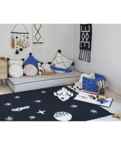 Lorena Canals Tapis Coton Motif Espace Noir 140x200 -Boutique KidKraft tapis coton motif espace noir 140x200 2