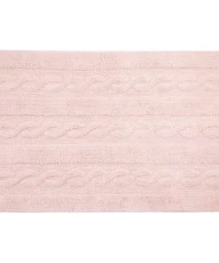Lorena Canals Tapis Coton Motif Tresse Rose 120x80