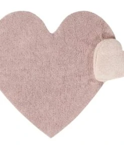 Lorena Canals Tapis Coton Relief Coeur Rose 110x170cm