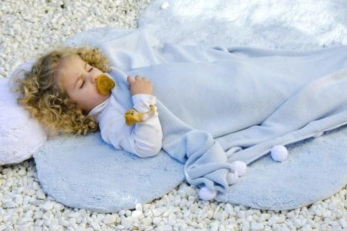 Lorena Canals Tapis Coton Relief Nuage Bleu 110x170 4 Lorena Canals Tapis Coton Relief Nuage Bleu 110x170 – Image 2