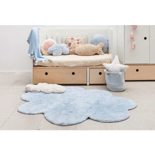 Lorena Canals Tapis Coton Relief Nuage Bleu 110x170 8 Lorena Canals Tapis Coton Relief Nuage Bleu 110x170 – Image 6