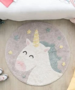 Lorena Canals Tapis Coton Rond Lavable Licorne D100cm -Boutique KidKraft tapis coton rond lavable licorne d100cm 1