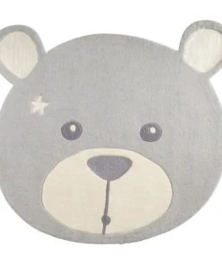 Sauthon Tapis De Chambre Enfant Ours 95x87 Cm En Acrylique Gris