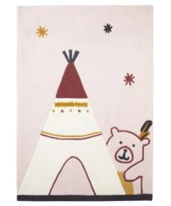 Sauthon Tapis De Chambre Enfant Tipi 130x90cm En Acrylique Beige