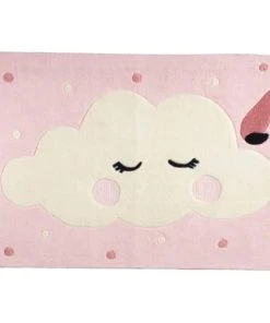 Sauthon Tapis De Chambre Nuage Taille 130x90cm En Acrylique Rose