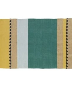 Maisons Du Monde Tapis En Coton Et Jute Tissés Imprimé Bayadère à Pompons 120x180