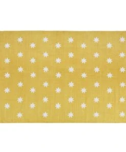 Maisons Du Monde Tapis En Coton Recyclé Jaune à étoile Ecru 120x180