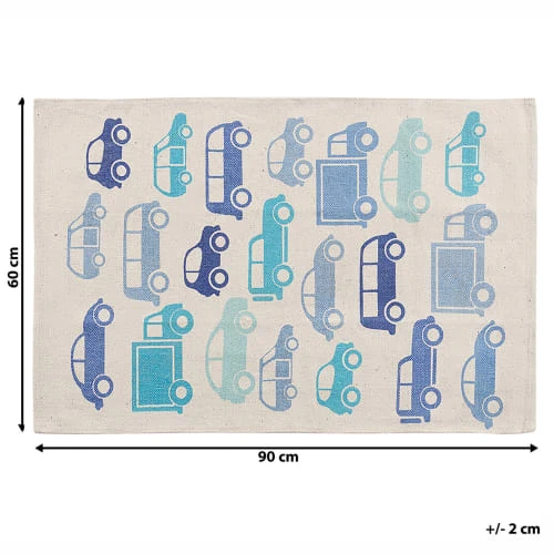 Beliani Tapis En Tissu Bleu 90x60cm 8 Beliani Tapis En Tissu Bleu 90x60cm – Image 6