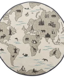 Beliani Tapis En Tissu Gris 120x120cm