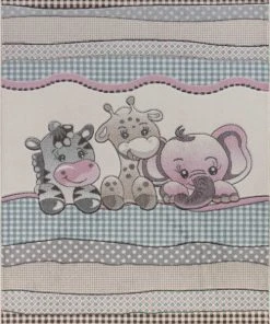 Surya Tapis Enfant - Animaux De Zoo - Beige Et Bleu - 160x213cm
