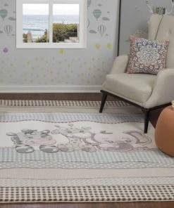 Surya Tapis Enfant - Animaux De Zoo - Beige Et Bleu - 200x275cm -Boutique KidKraft tapis enfant animaux de zoo beige et bleu 200x275cm 1