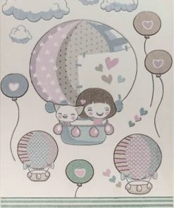Surya Tapis Enfant - Ballons Sympathiques - Beige Et Rose - 160x213cm
