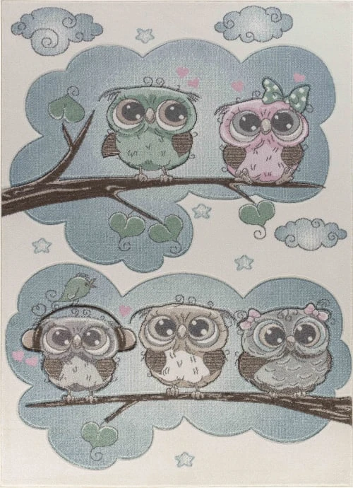 Surya Tapis Enfant - Chouettes Colorées - Beige Et Bleu - 200x275cm 3 Surya Tapis Enfant - Chouettes Colorées - Beige Et Bleu - 200x275cm