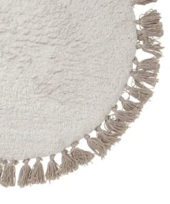 GUY LEVASSEUR Tapis Enfant En Coton Uni Ecru Et Taupe à Pompons 70x70cm -Boutique KidKraft tapis enfant en coton uni ecru et taupe a pompons 70x70cm 2