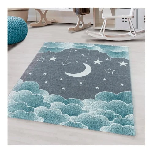 J&Kids Tapis Enfant En Polypropylène Bleu Ø 160 5 J&Kids Tapis Enfant En Polypropylène Bleu Ø 160 – Image 3