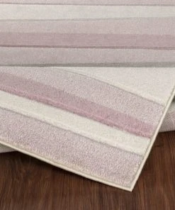 Surya Tapis Enfant - Géométrique Rayé - Rose Et Blanc - 120x170cm -Boutique KidKraft tapis enfant geometrique raye rose et blanc 120x170cm 2