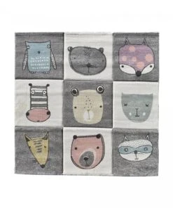 Un Amour De Tapis Tapis Enfant Gris 140x140 Carré
