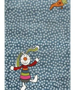Sigikid Tapis Enfant Motif Lapin Coloré Sur Fond à Pois Bleu 120x170