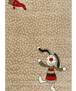 Sigikid Tapis Enfant Motif Lapin Coloré Sur Fond Pois Beige 120x170
