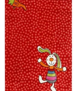 Sigikid Tapis Enfant Motif Lapin Coloré Sur Fond Pois Rouge 120x170
